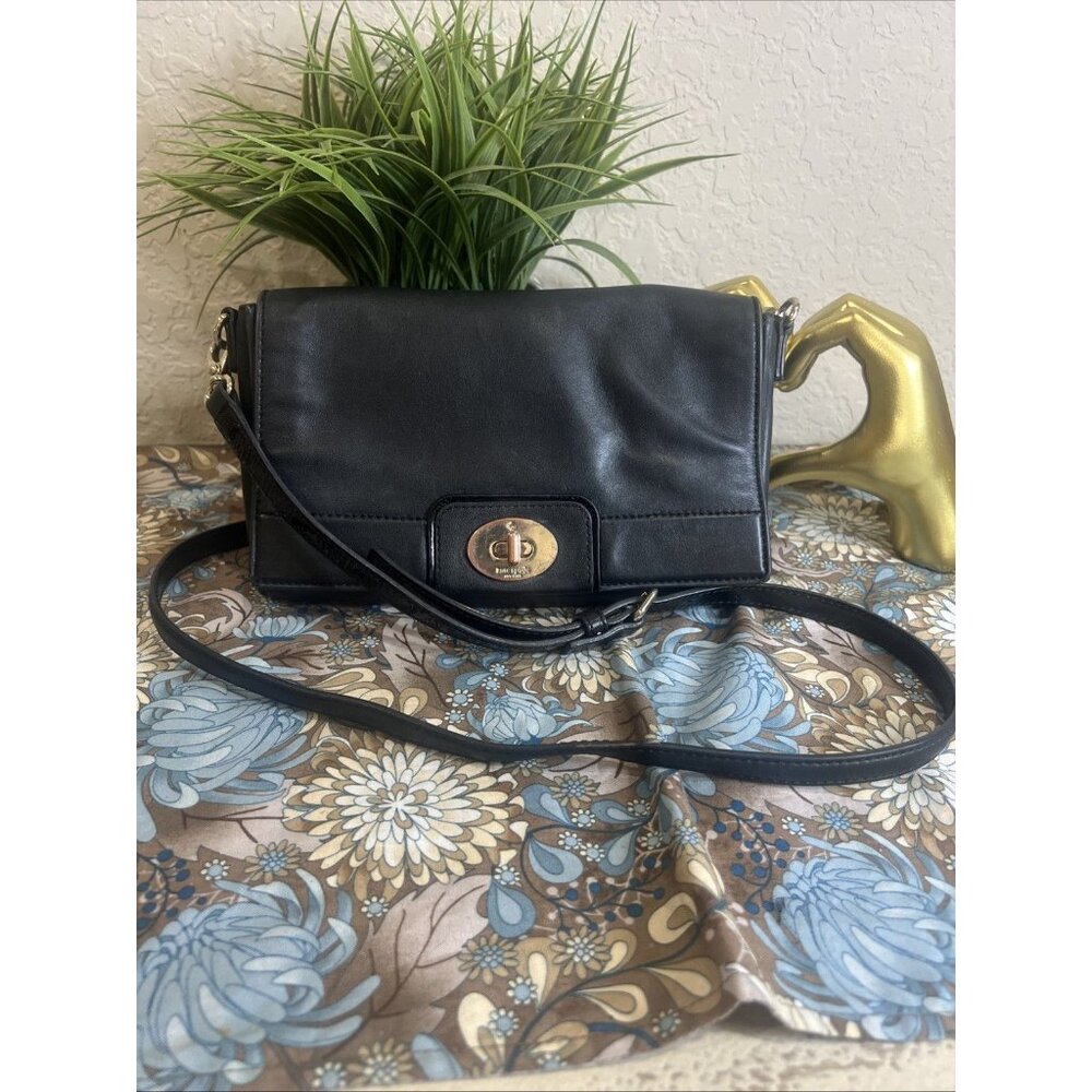 Kate Spade Juliana Hampton Road Black Leather Crossbody Purse Vintage Classic